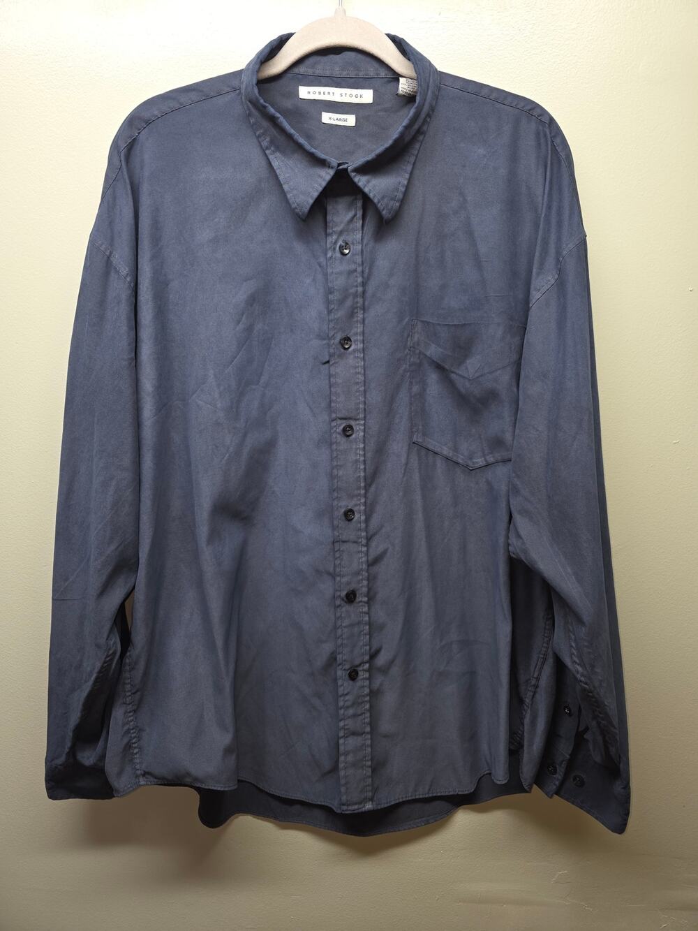 Robert Stock Microfiber Shirt Men's XL Blue Slate Long Sleev